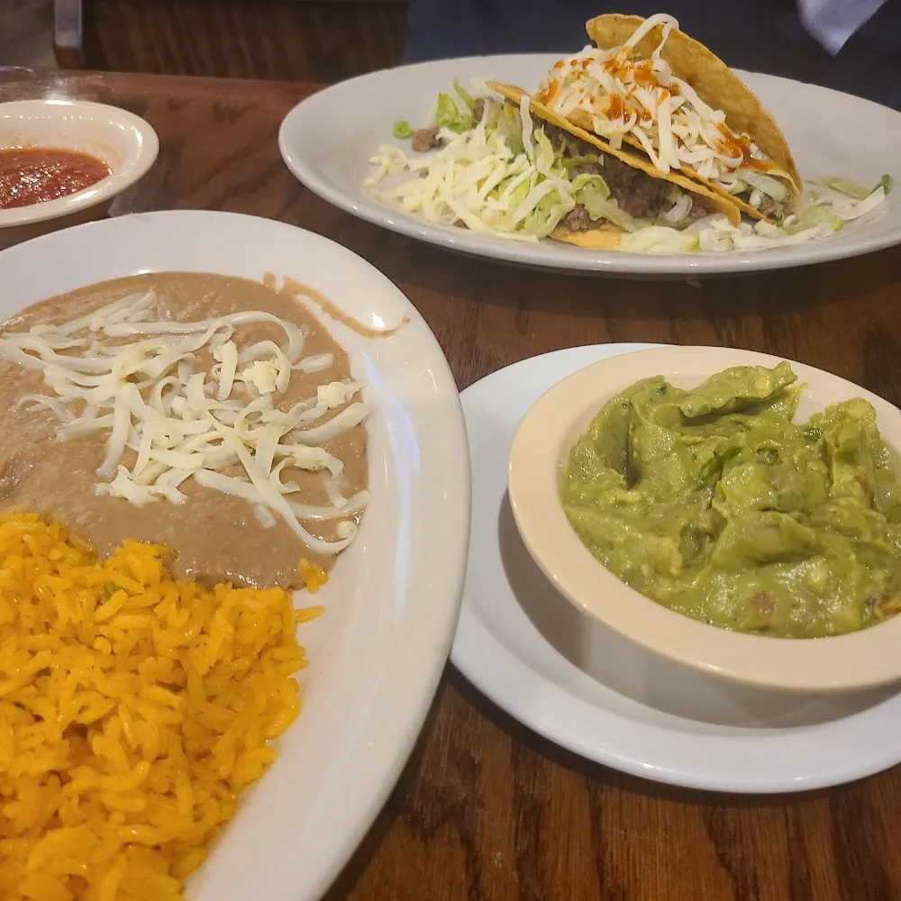 Tacos Beans and Rice and Guacamole